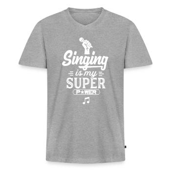 Singer Singer Singer Singer - Men's Premium Organic T-shirt with V-neck - heather grey - Front