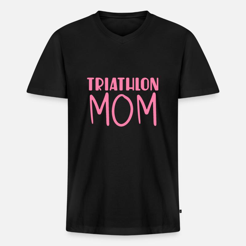 Triathlon Mama - Männer Premium Bio T-Shirt mit V-Ausschnitt - Schwarz