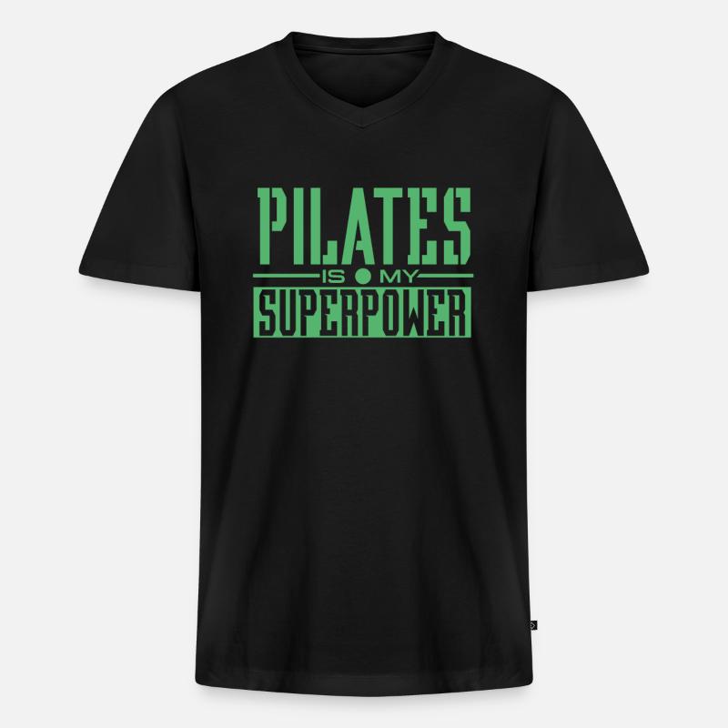 Pilates - Männer Premium Bio T-Shirt mit V-Ausschnitt - Schwarz
