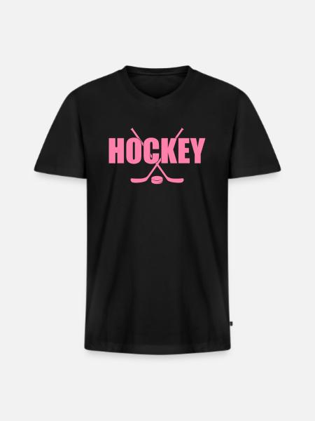 Feldhockey - Männer Premium Bio T-Shirt mit V-Ausschnitt - Schwarz