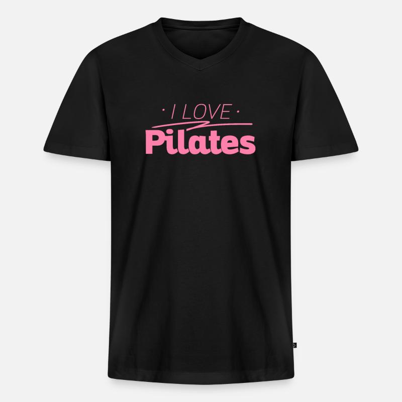 Pilates - Männer Premium Bio T-Shirt mit V-Ausschnitt - Schwarz