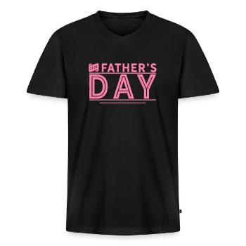 Father Best Dad - Men's Premium Organic T-shirt with V-neck - black - Front - Nico (187cm)