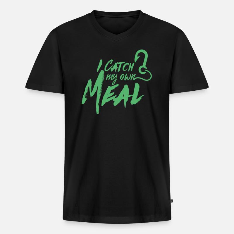 Fischer - Männer Premium Bio T-Shirt mit V-Ausschnitt - Schwarz