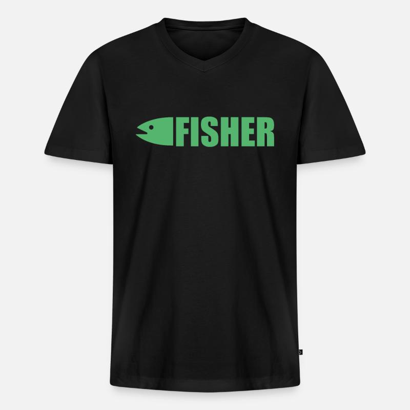 Fischer - Männer Premium Bio T-Shirt mit V-Ausschnitt - Schwarz