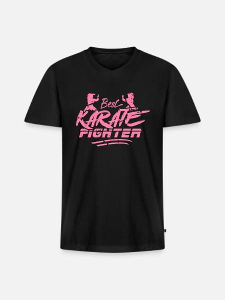 Karaté Karaté Karaté Karaté - T-shirt encolure en V Premium bio Homme - noir