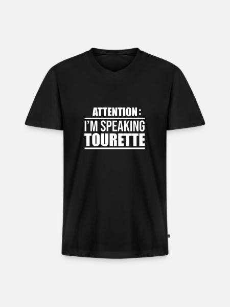 Tourette syndrome - Men's Premium Organic T-shirt with V-neck - black