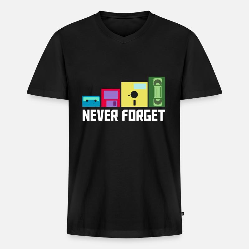 Kassette - Männer Premium Bio T-Shirt mit V-Ausschnitt - Schwarz