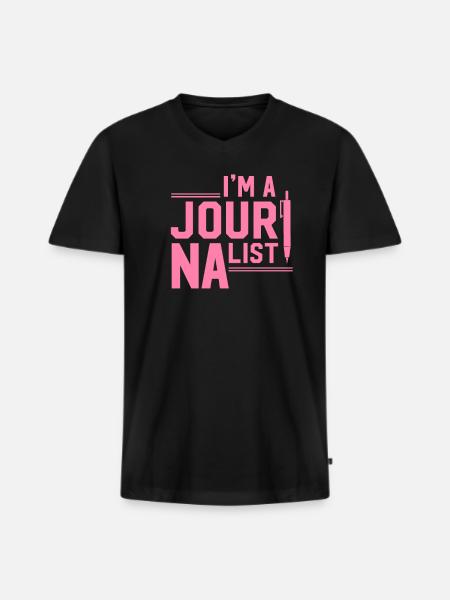 Journalist - Ekologisk premium-T-shirt med V-ringning herr - svart