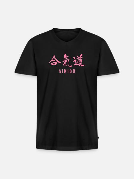 Aikido - Men's Premium Organic T-shirt with V-neck - black
