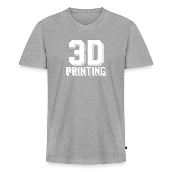 3D Drucker - Männer Premium Bio T-Shirt mit V-Ausschnitt - Grau meliert - Vorne