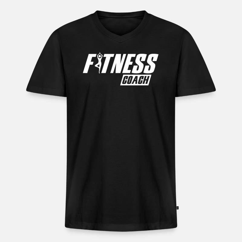 Fitnessstudio Fitnesstrainer - Männer Premium Bio T-Shirt mit V-Ausschnitt - Schwarz