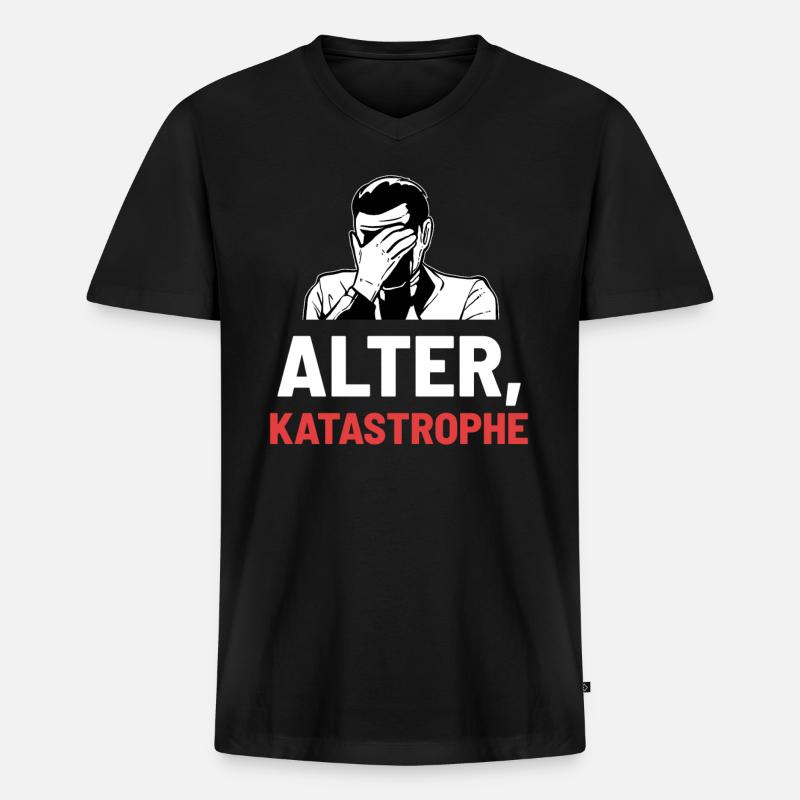 Alter Katastrophe - Männer Premium Bio T-Shirt mit V-Ausschnitt - Schwarz