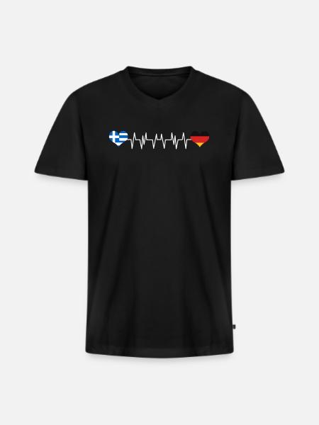 Germany greece flag - Men's Premium Organic T-shirt with V-neck - black