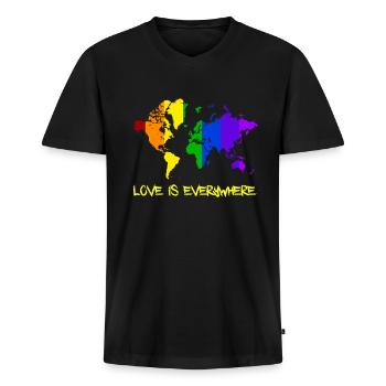 LGBT - T-shirt encolure en V Premium bio Homme - noir - Devant - Nico (187cm)