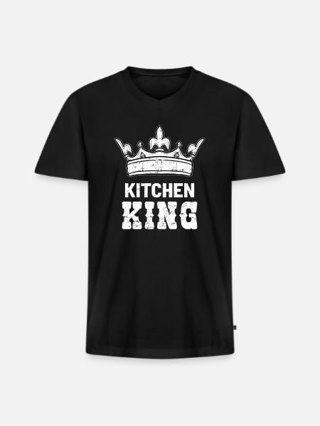 Chef cook kitchen king - Men's Premium Organic T-shirt with V-neck - black