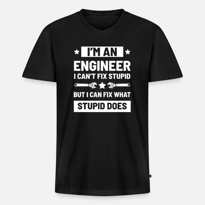 Engineer say sarcastically - Men's Premium Organic T-shirt with V-neck - black