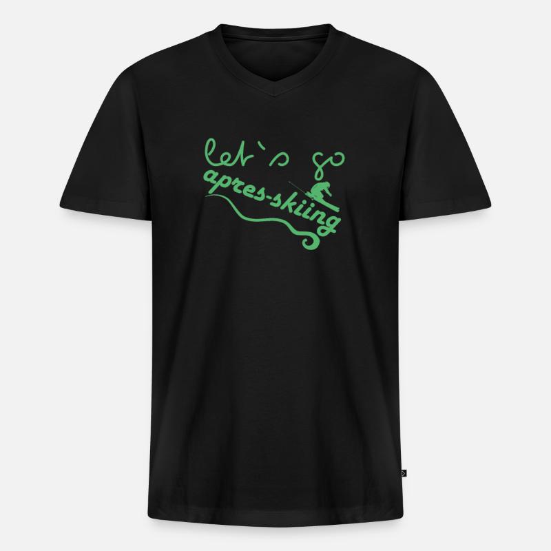 Apres Ski - Männer Premium Bio T-Shirt mit V-Ausschnitt - Schwarz