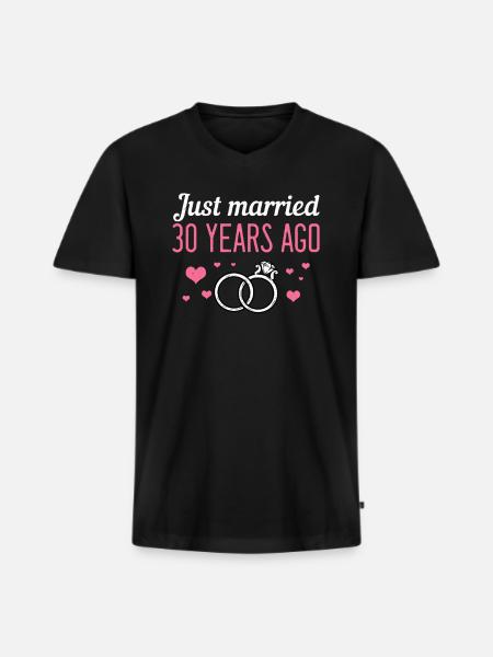 30th wedding anniversary - Men's Premium Organic T-shirt with V-neck - black