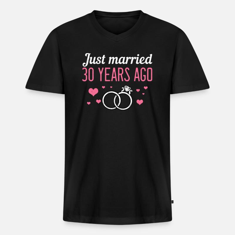 30-jähriges Hochzeitsjubiläum - Männer Premium Bio T-Shirt mit V-Ausschnitt - Schwarz