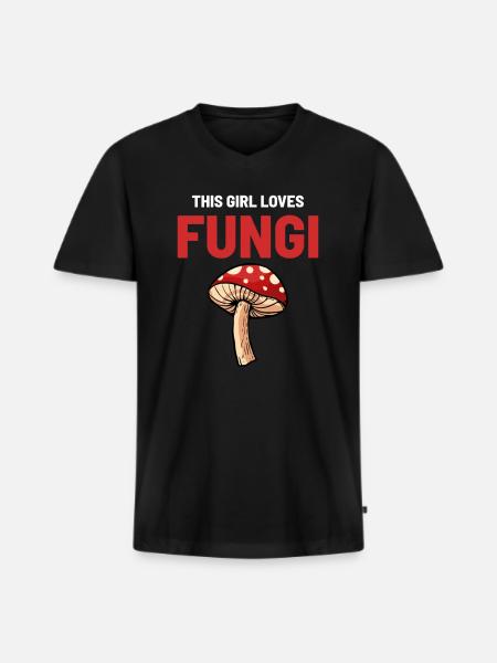 Mushrooms mushrooms mycologists - Men's Premium Organic T-shirt with V-neck - black