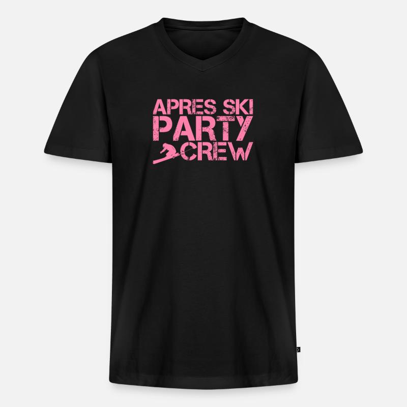 Apres Ski Party Team - Männer Premium Bio T-Shirt mit V-Ausschnitt - Schwarz