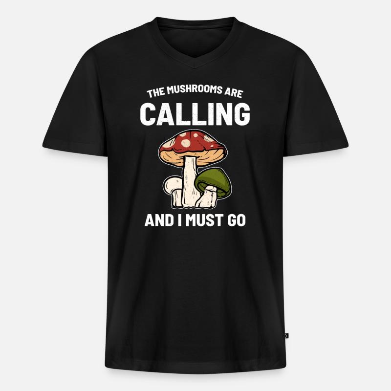 Pilz - Männer Premium Bio T-Shirt mit V-Ausschnitt - Schwarz