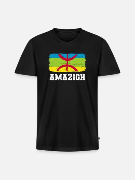 Drapeau amazigh - T-shirt encolure en V Premium bio Homme - noir