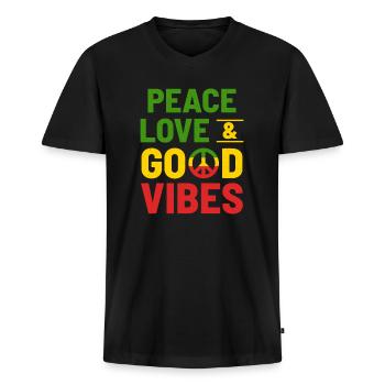 hippy - Men's Premium Organic T-shirt with V-neck - black - Front - Nico (187cm)