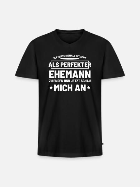 Mann - Männer Premium Bio T-Shirt mit V-Ausschnitt - Schwarz