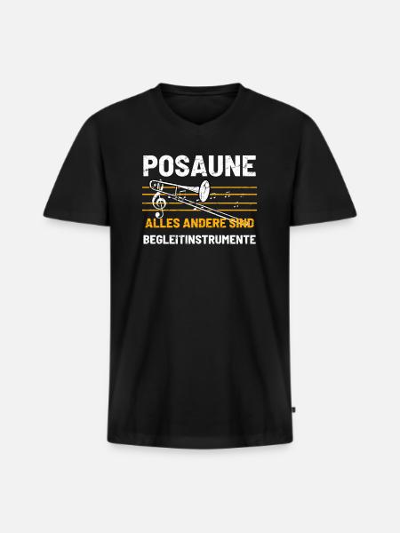 Posaune Posaunist - Männer Premium Bio T-Shirt mit V-Ausschnitt - Schwarz