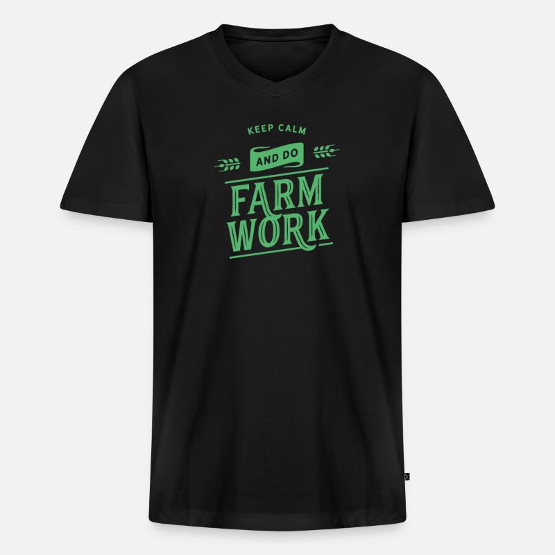 Bauernhof Arbeiter - Männer Premium Bio T-Shirt mit V-Ausschnitt - Schwarz