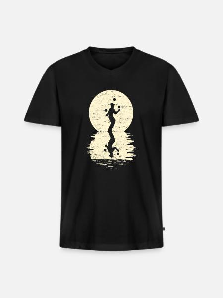 jongler - T-shirt encolure en V Premium bio Homme - noir