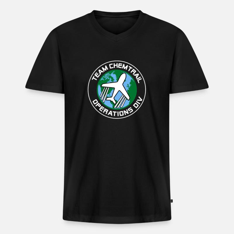 Luftfahrt-PilotTeam Chemtrail - Männer Premium Bio T-Shirt mit V-Ausschnitt - Schwarz