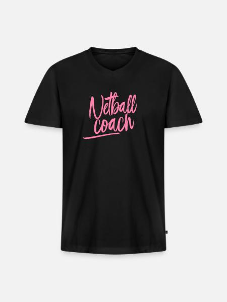 Netballer - Men's Premium Organic T-shirt with V-neck - black
