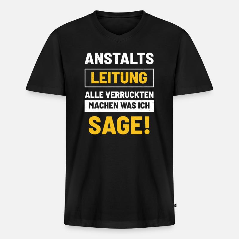 Anstalts Leitung - Männer Premium Bio T-Shirt mit V-Ausschnitt - Schwarz