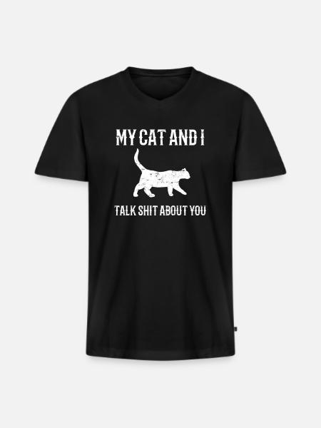 Cat kitten sarcasm - Men's Premium Organic T-shirt with V-neck - black
