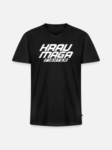 Krav Maga Kämpfer - Männer Premium Bio T-Shirt mit V-Ausschnitt - Schwarz
