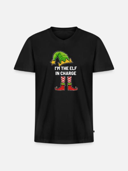 Noël en service Elf - T-shirt encolure en V Premium bio Homme - noir
