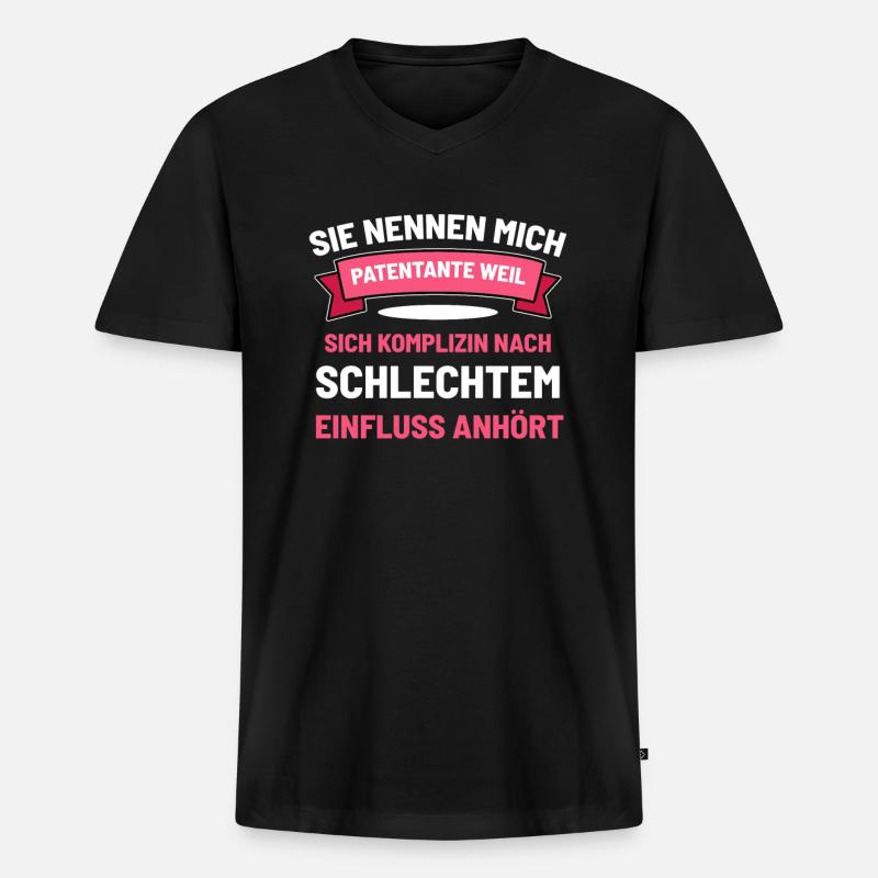 Patin Baby Dusche - Männer Premium Bio T-Shirt mit V-Ausschnitt - Schwarz