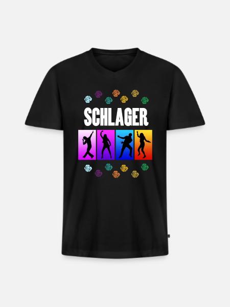 Bunte Schlager Party - Männer Premium Bio T-Shirt mit V-Ausschnitt - Schwarz