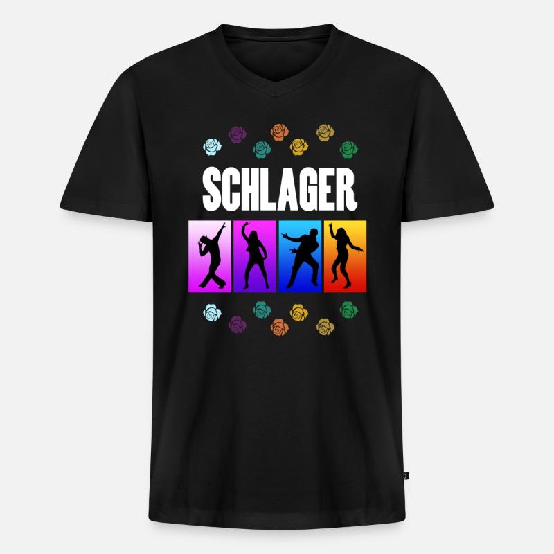 Bunte Schlager Party - Männer Premium Bio T-Shirt mit V-Ausschnitt - Schwarz