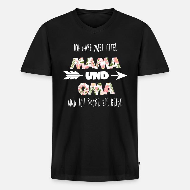 Mama und Oma - Männer Premium Bio T-Shirt mit V-Ausschnitt - Schwarz