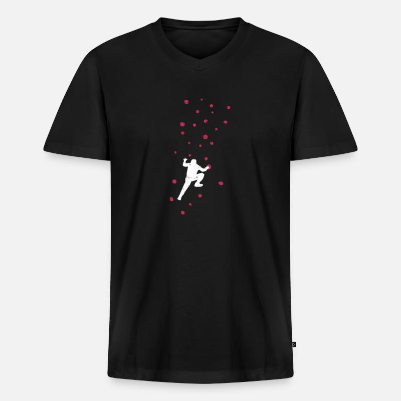 Bouldern - Männer Premium Bio T-Shirt mit V-Ausschnitt - Schwarz