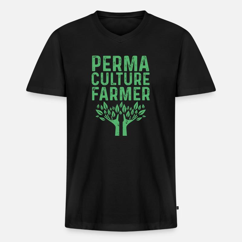 Permakultur Gärtner - Männer Premium Bio T-Shirt mit V-Ausschnitt - Schwarz