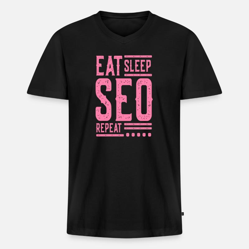 SEO - Männer Premium Bio T-Shirt mit V-Ausschnitt - Schwarz