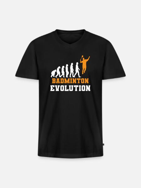 Badminton Evolution - Men's Premium Organic T-shirt with V-neck - black