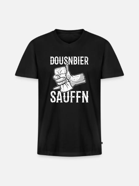 Dosenbier-Rockschild - Männer Premium Bio T-Shirt mit V-Ausschnitt - Schwarz