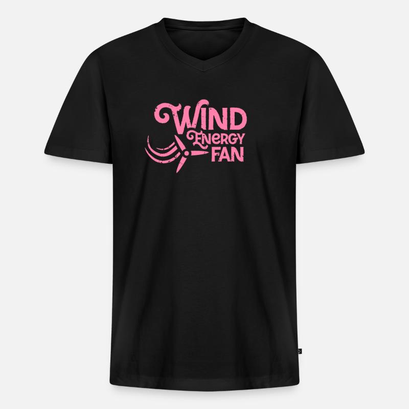 Power Windmühle Windenergie Windrad Windkraft - Männer Premium Bio T-Shirt mit V-Ausschnitt - Schwarz