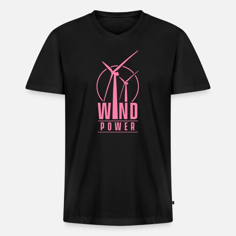 Windmühle - Männer Premium Bio T-Shirt mit V-Ausschnitt - Schwarz