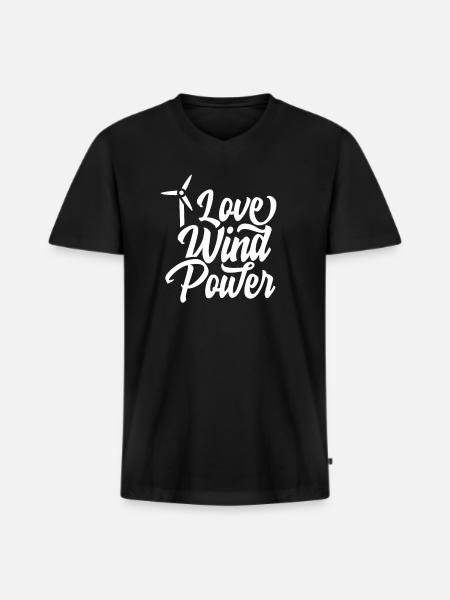 Windenergie - Männer Premium Bio T-Shirt mit V-Ausschnitt - Schwarz